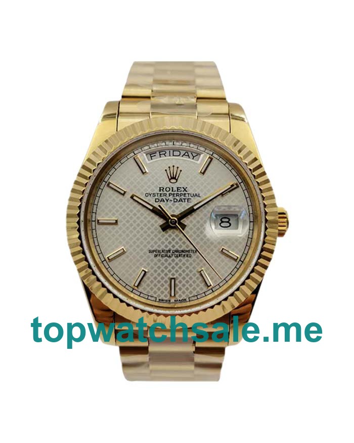 UK Silver Diagonal Dials Gold Rolex Day-Date 228238 Replica Watches