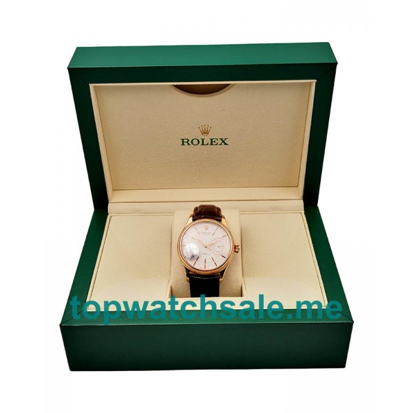 UK White Dials Rose Gold Rolex Cellini Date 50515 VF Replica Watches