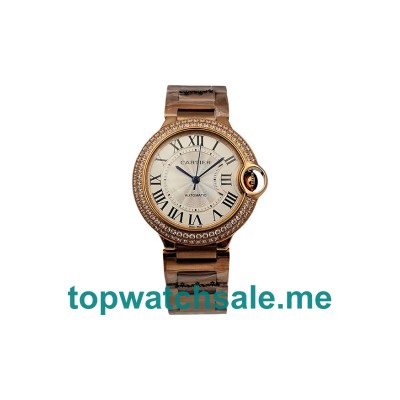 UK Silver Dials Rose Gold Cartier Ballon Bleu WE9005Z3 Replica Watches