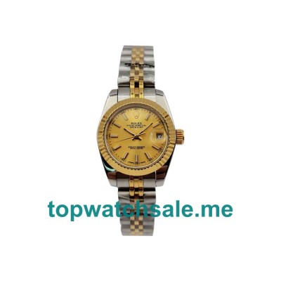 UK Champagne Dials Steel And Gold Rolex Lady-Datejust 179173 Replica Watches