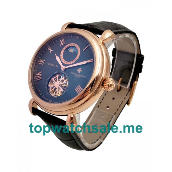 UK Black Dials Rose Gold Vacheron Constantin Traditionnelle Tourbillon 73045 Replica Watches
